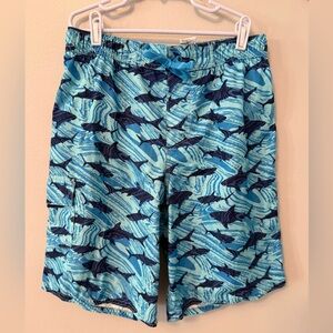 L.L. Bean Blue Shark Print Swim Trunks